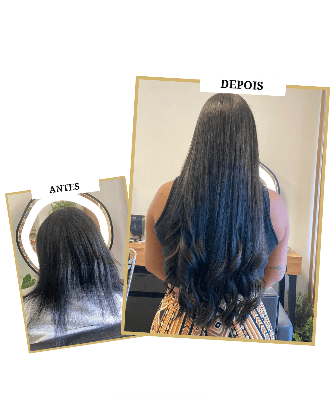 Transformação com mega hair no Studio Jessica Miranda, Cabo Frio. Volume e comprimento perfeitos para qualquer ocasião.