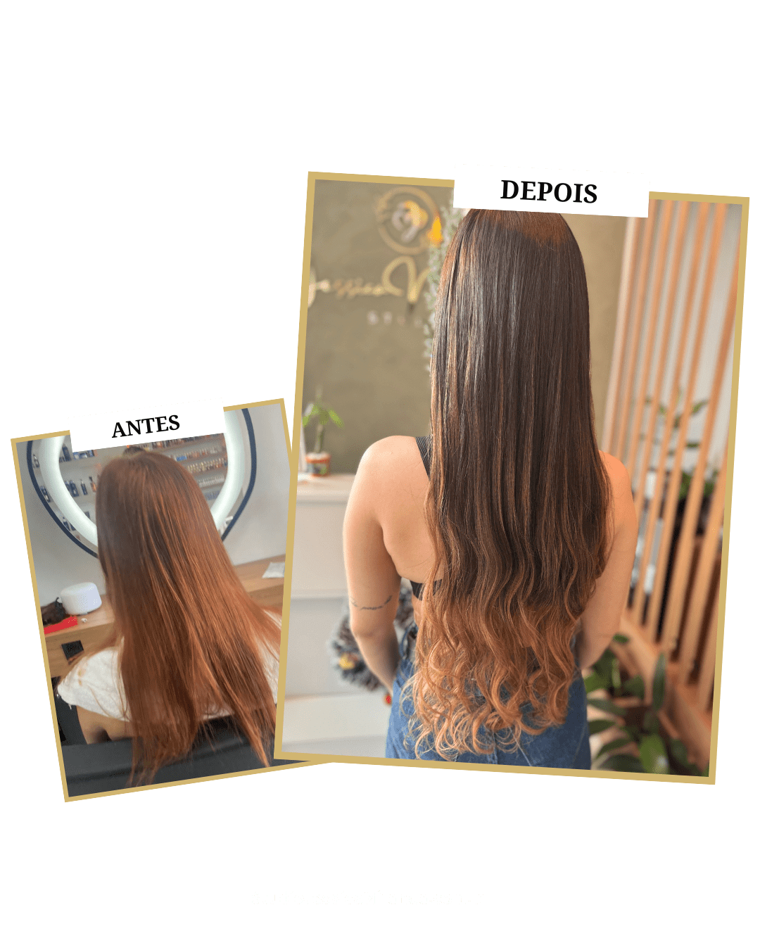 Transformação com mega hair no Studio Jessica Miranda, Cabo Frio. Volume e comprimento perfeitos para qualquer ocasião.