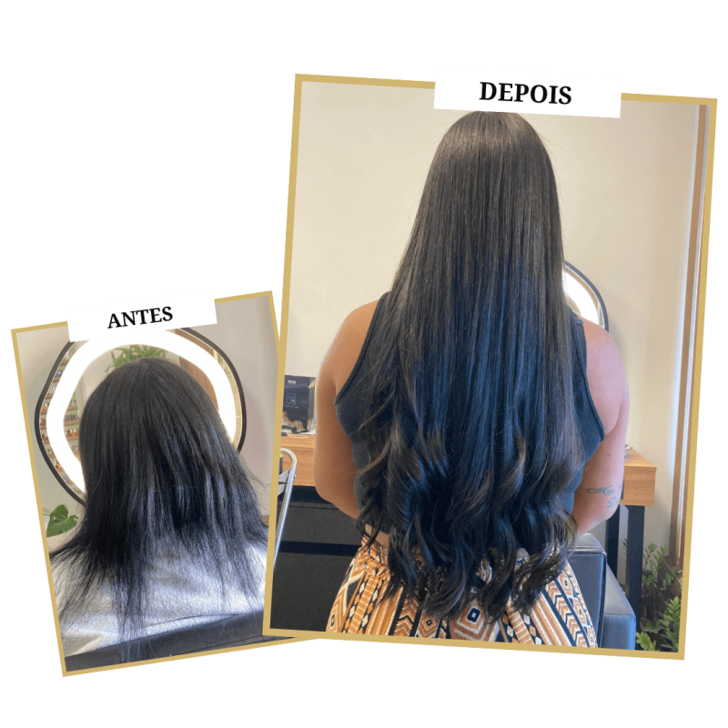 Transformação com mega hair no Studio Jessica Miranda, Cabo Frio. Volume e comprimento perfeitos para qualquer ocasião.